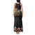 Hawaiian Tropical Flowers and Tribal Polynesian Tattoo Tank Maxi Dress Black Color