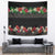 Hawaiian Tropical Flowers and Tribal Polynesian Tattoo Tapestry Black Color