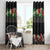 Hawaiian Tropical Flowers and Tribal Polynesian Tattoo Window Curtain Black Color