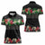 Hawaiian Tropical Flowers and Tribal Polynesian Tattoo Women Polo Shirt Black Color