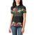 Hawaiian Tropical Flowers and Tribal Polynesian Tattoo Women Polo Shirt Black Color