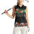 Hawaiian Tropical Flowers and Tribal Polynesian Tattoo Women Sleeveless Polo Shirt Black Color