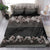 Hawaiian Tropical Flowers and Tribal Polynesian Tattoo Bedding Set Grayscale Mode