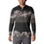 Hawaiian Tropical Flowers and Tribal Polynesian Tattoo Button Sweatshirt Grayscale Mode