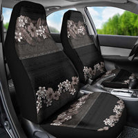 Hawaiian Tropical Flowers and Tribal Polynesian Tattoo Car Seat Cover Grayscale Mode LT03 - Polynesian Pride