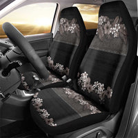 Hawaiian Tropical Flowers and Tribal Polynesian Tattoo Car Seat Cover Grayscale Mode LT03 - Polynesian Pride