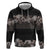 Hawaiian Tropical Flowers and Tribal Polynesian Tattoo Hoodie Grayscale Mode