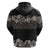 Hawaiian Tropical Flowers and Tribal Polynesian Tattoo Hoodie Grayscale Mode