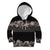 Hawaiian Tropical Flowers and Tribal Polynesian Tattoo Kid Hoodie Grayscale Mode