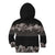 Hawaiian Tropical Flowers and Tribal Polynesian Tattoo Kid Hoodie Grayscale Mode