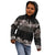 Hawaiian Tropical Flowers and Tribal Polynesian Tattoo Kid Hoodie Grayscale Mode