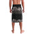 Hawaiian Tropical Flowers and Tribal Polynesian Tattoo Lavalava Grayscale Mode