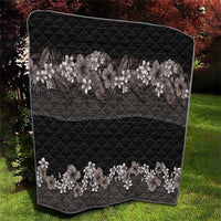 Hawaiian Tropical Flowers and Tribal Polynesian Tattoo Quilt Grayscale Mode LT03 - Polynesian Pride