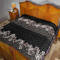 Hawaiian Tropical Flowers and Tribal Polynesian Tattoo Quilt Grayscale Mode LT03 - Polynesian Pride