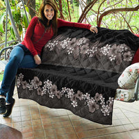 Hawaiian Tropical Flowers and Tribal Polynesian Tattoo Quilt Grayscale Mode LT03 - Polynesian Pride