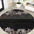 Hawaiian Tropical Flowers and Tribal Polynesian Tattoo Round Carpet Grayscale Mode