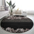 Hawaiian Tropical Flowers and Tribal Polynesian Tattoo Round Carpet Grayscale Mode