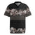 Hawaiian Tropical Flowers and Tribal Polynesian Tattoo Rugby Jersey Grayscale Mode