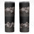 Hawaiian Tropical Flowers and Tribal Polynesian Tattoo Skinny Tumbler Grayscale Mode