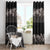 Hawaiian Tropical Flowers and Tribal Polynesian Tattoo Window Curtain Grayscale Mode