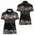 Hawaiian Tropical Flowers and Tribal Polynesian Tattoo Women Polo Shirt Grayscale Mode