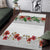 Hawaiian Tropical Flowers and Tribal Polynesian Tattoo Area Rug White Color