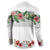 Hawaiian Tropical Flowers and Tribal Polynesian Tattoo Button Sweatshirt White Color