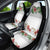 Hawaiian Tropical Flowers and Tribal Polynesian Tattoo Car Seat Cover White Color