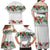 Hawaiian Tropical Flowers and Tribal Polynesian Tattoo Family Matching Off Shoulder Maxi Dress and Hawaiian Shirt White Color