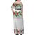 Hawaiian Tropical Flowers and Tribal Polynesian Tattoo Family Matching Off Shoulder Maxi Dress and Hawaiian Shirt White Color