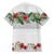 Hawaiian Tropical Flowers and Tribal Polynesian Tattoo Family Matching Puletasi and Hawaiian Shirt White Color