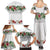 Hawaiian Tropical Flowers and Tribal Polynesian Tattoo Family Matching Summer Maxi Dress and Hawaiian Shirt White Color