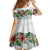 Hawaiian Tropical Flowers and Tribal Polynesian Tattoo Family Matching Tank Maxi Dress and Hawaiian Shirt White Color