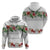 Hawaiian Tropical Flowers and Tribal Polynesian Tattoo Hoodie White Color