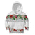 Hawaiian Tropical Flowers and Tribal Polynesian Tattoo Kid Hoodie White Color