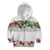 Hawaiian Tropical Flowers and Tribal Polynesian Tattoo Kid Hoodie White Color