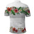 Hawaiian Tropical Flowers and Tribal Polynesian Tattoo Polo Shirt White Color