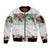 Hawaiian Tropical Flowers and Tribal Polynesian Tattoo Sleeve Zip Bomber Jacket White Color