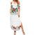 Hawaiian Tropical Flowers and Tribal Polynesian Tattoo Summer Maxi Dress White Color