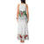 Hawaiian Tropical Flowers and Tribal Polynesian Tattoo Tank Maxi Dress White Color