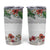 Hawaiian Tropical Flowers and Tribal Polynesian Tattoo Tumbler Cup White Color