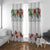 Hawaiian Tropical Flowers and Tribal Polynesian Tattoo Window Curtain White Color