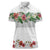 Hawaiian Tropical Flowers and Tribal Polynesian Tattoo Women Polo Shirt White Color