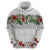 Hawaiian Tropical Flowers and Tribal Polynesian Tattoo Zip Hoodie White Color