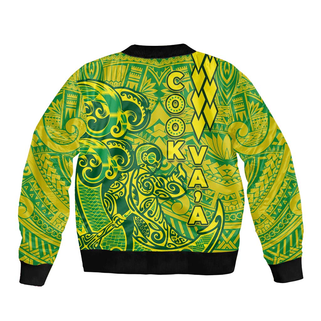 Cook Islands Va'a Polynesian Art Tattoo Bomber Jacket National Color LT03 - Polynesian Pride
