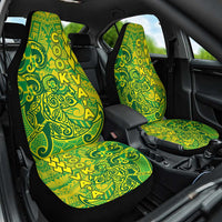 Cook Islands Va'a Polynesian Art Tattoo Car Seat Cover National Color LT03 One Size Green - Yellow - Polynesian Pride