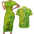 Cook Islands Vaa Polynesian Art Tattoo Couples Matching Short Sleeve Bodycon Dress and Hawaiian Shirt National Color