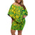 Cook Islands Vaa Polynesian Art Tattoo Off Shoulder Short Dress National Color