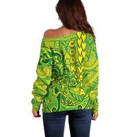 Cook Islands Va'a Polynesian Art Tattoo Off Shoulder Sweater National Color LT03 - Polynesian Pride
