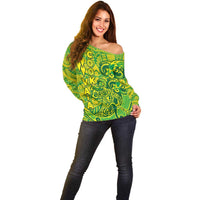 Cook Islands Va'a Polynesian Art Tattoo Off Shoulder Sweater National Color LT03 - Polynesian Pride